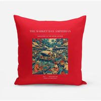 Thumbnail for VINTAGE G4404 - The Market Day Amphibian - Designed Pillows design on red