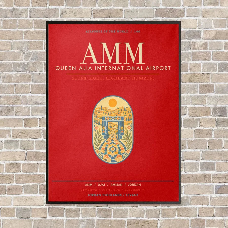 Queen Alia International Airport AMM - Canvas Framed - Red