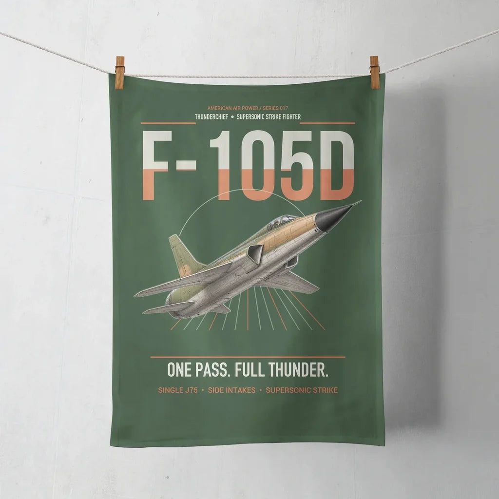 F-105D Thunderchief design on dark green towel