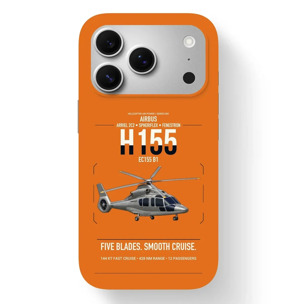 Airbus H155 EC155 B1 design on orange magsafe iphone case, for iPhone 17 Pro