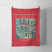 Thumbnail for VINTAGE G4127 - The Heliport Downtown - Designed Towels design on red