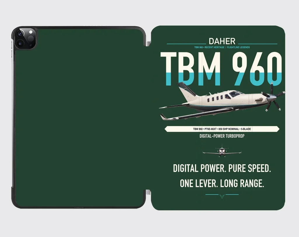 Daher TBM 960 design on dark green ipad tablet case