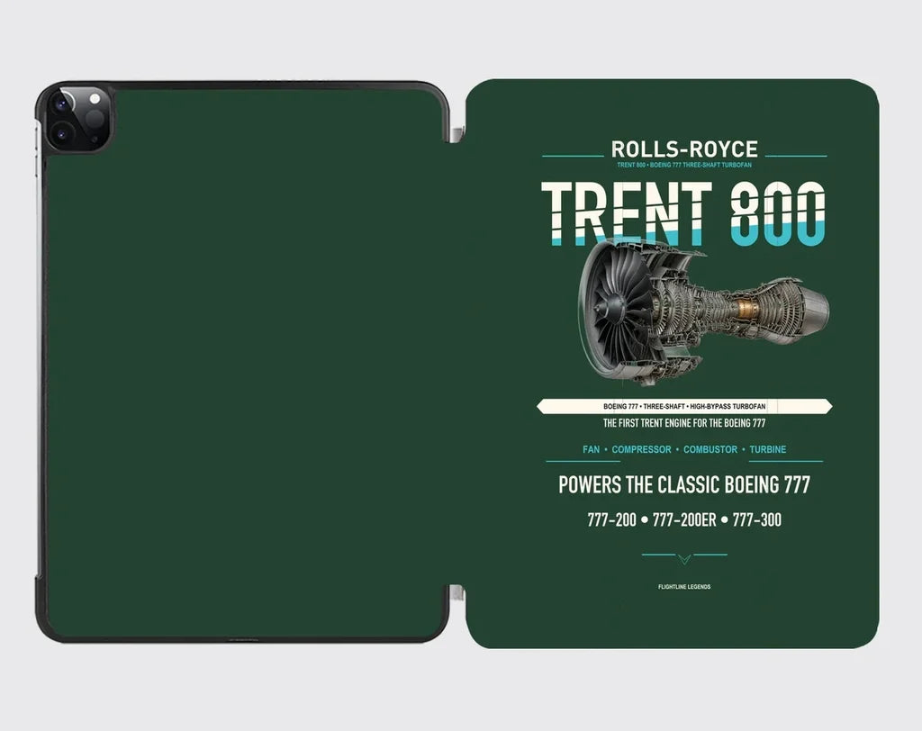 TRENT 800 design on dark green ipad tablet case
