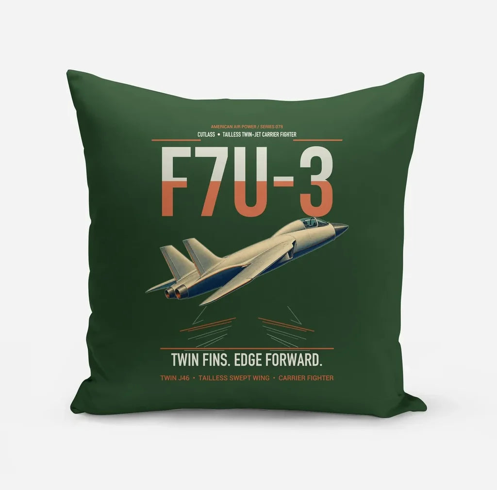 F7U-3 Cutlass design on dark green pillow