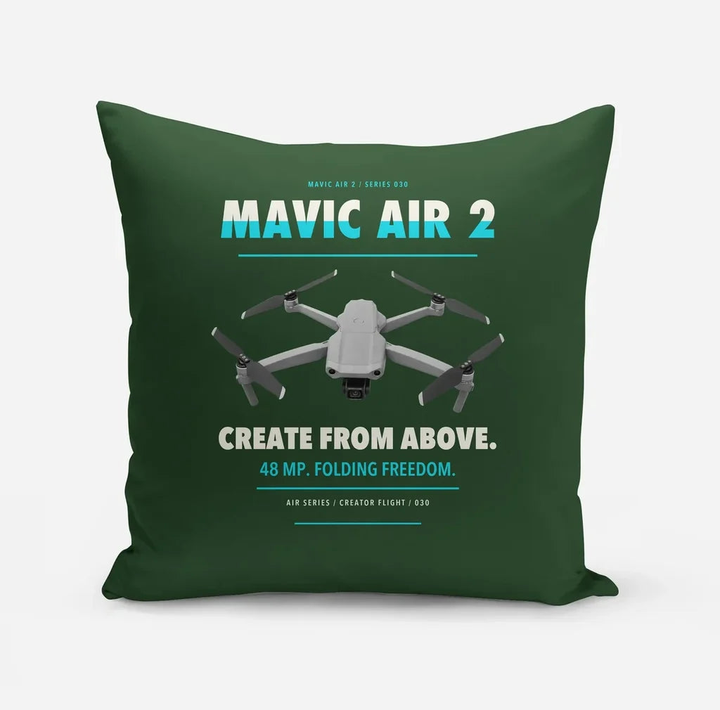 DJI Mavic Air 2 design on dark green pillow