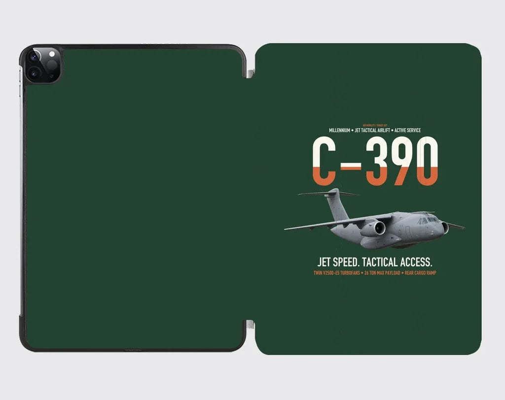 C-390 Millennium design on dark green ipad tablet case