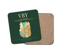 Thumbnail for Visby Airport (VBY) design on dark green 1 piece coaster