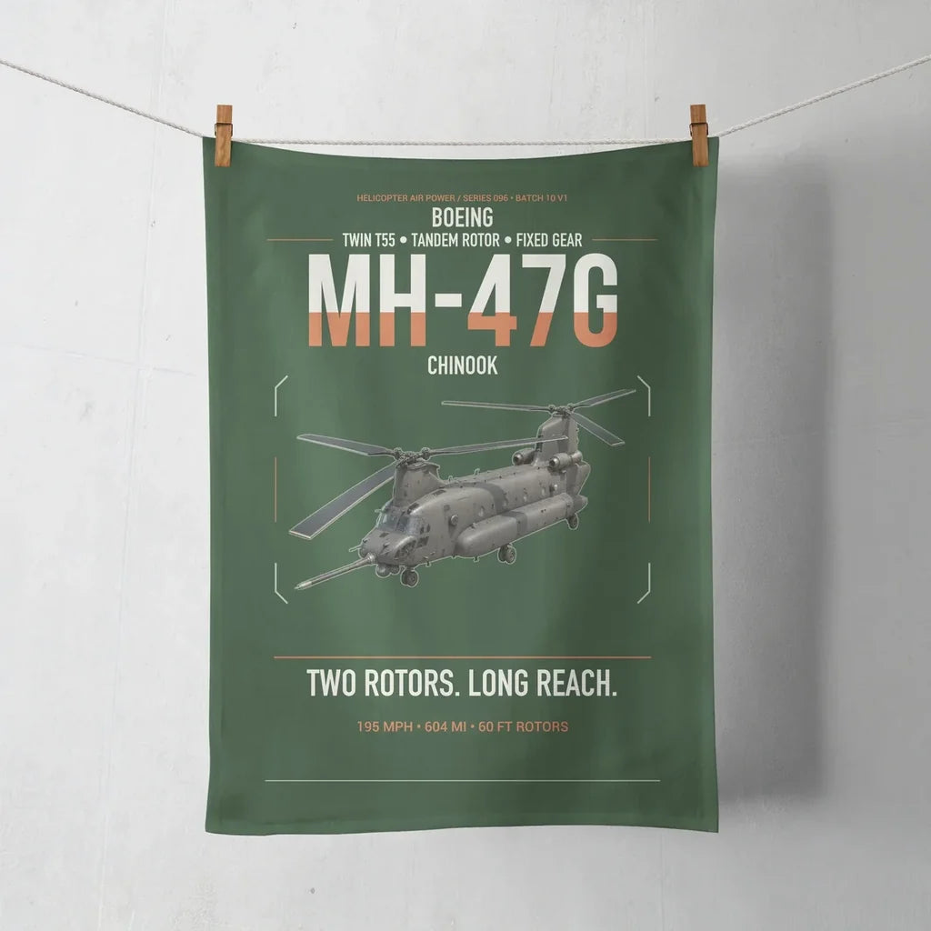 Boeing MH-47G Chinook design on dark green towel