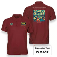 Thumbnail for VINTAGE G4129 - The Moonport Neighbors - Double-Side Polo T-Shirt design on red+name