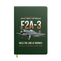 Thumbnail for F2A-3 Buffalo Hold the Line at Midway design on dark green notebook