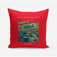 Thumbnail for VINTAGE G4502 - The Factory Night Shift - Designed Pillows design on red