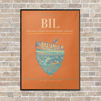 Thumbnail for Billings Logan International Airport BIL - Canvas Framed - Orange