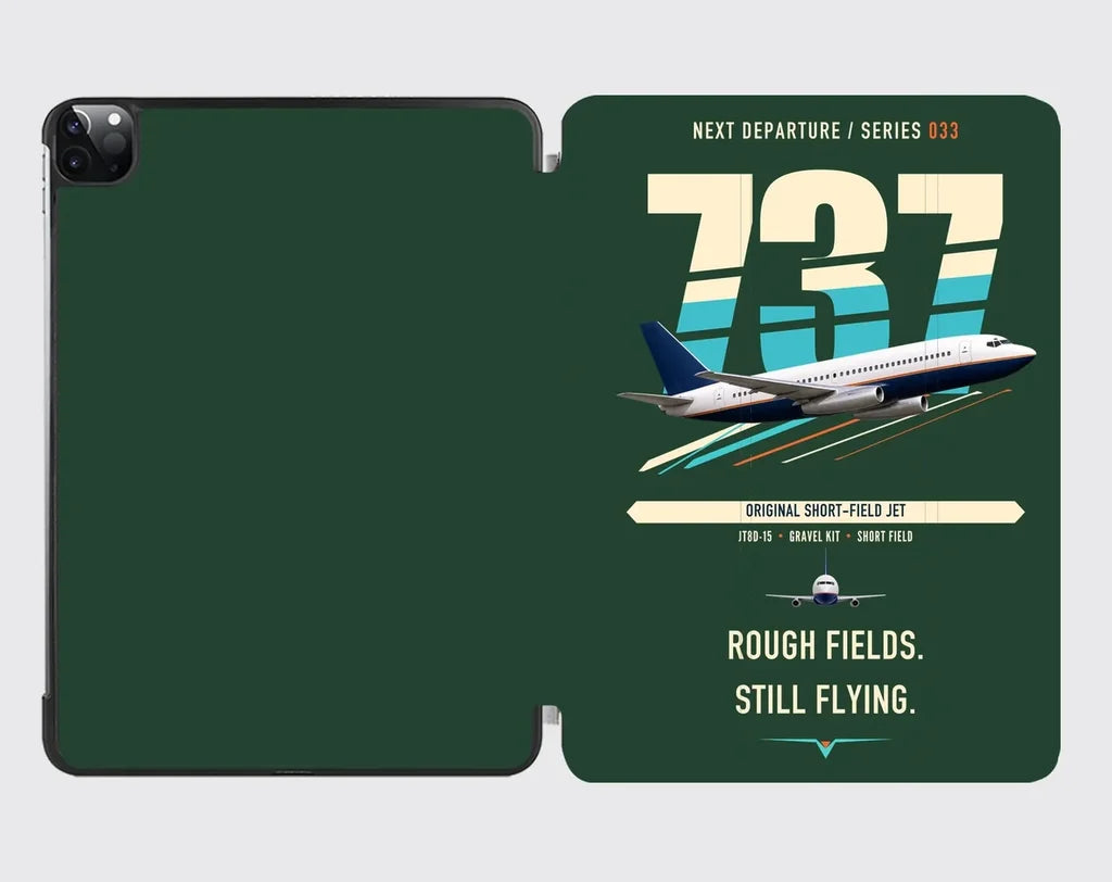 Boeing 737-200 design on dark green ipad tablet case