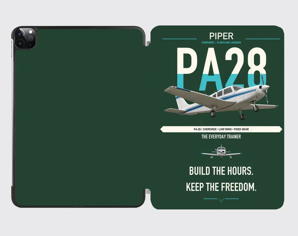 Piper PA-28 Cherokee design on dark green ipad tablet case