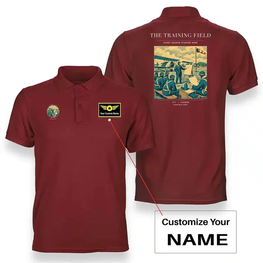 VINTAGE G4009 - The Training Field - Double-Side Polo T-Shirt design on red+name