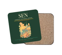 Thumbnail for London Southend Airport (SEN) design on dark green 1 piece coaster