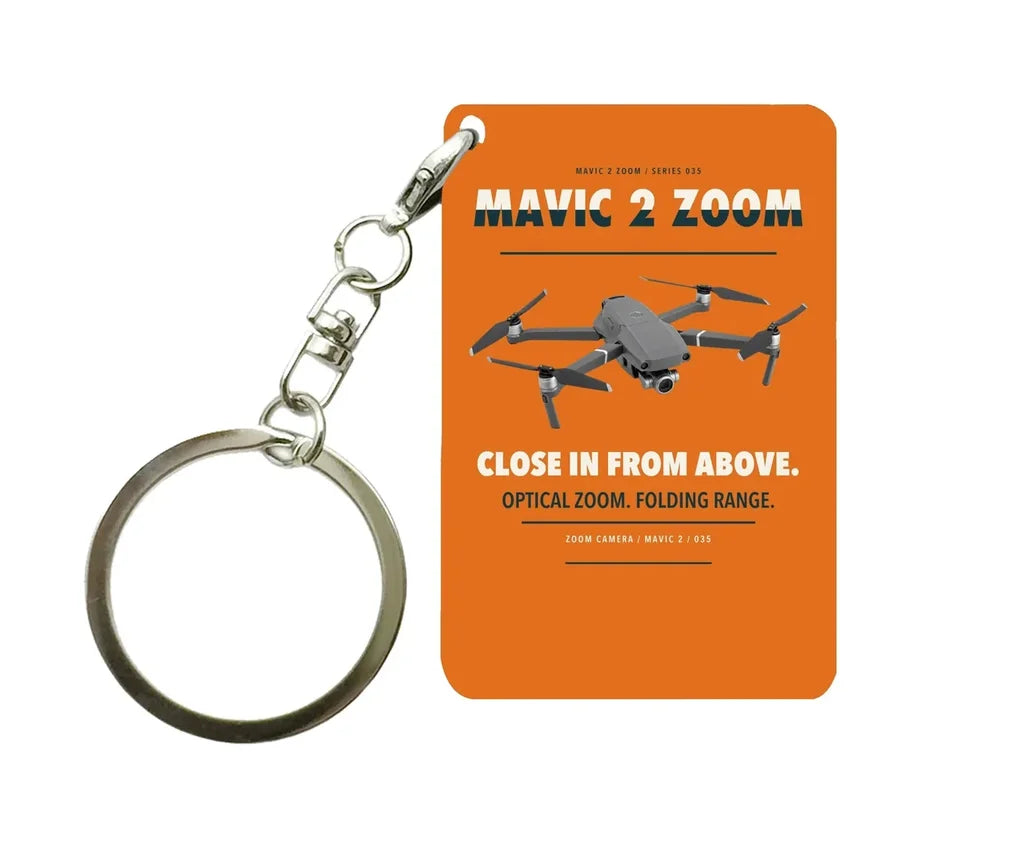 DJI Mavic 2 Zoom Key Chain design on orange key chain