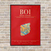 Thumbnail for Boise Airport BOI - Canvas Framed - Red