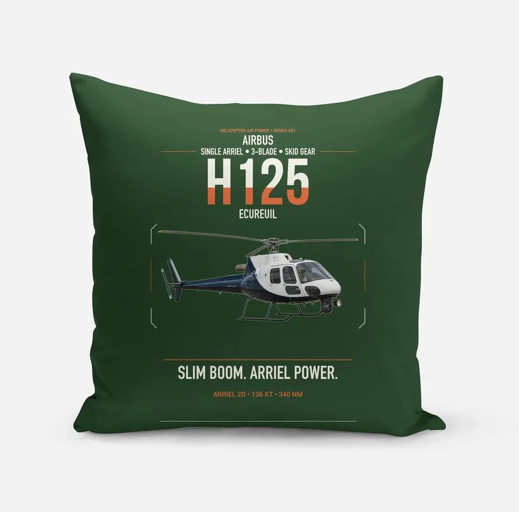 Airbus H125 design on dark green pillow