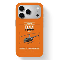 Thumbnail for Robinson R44 Raven II design on orange magsafe iphone case, for iPhone 17 Pro