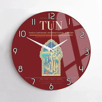 Thumbnail for Tunis-Carthage International Airport (TUN) design on dark red no frame wall clock