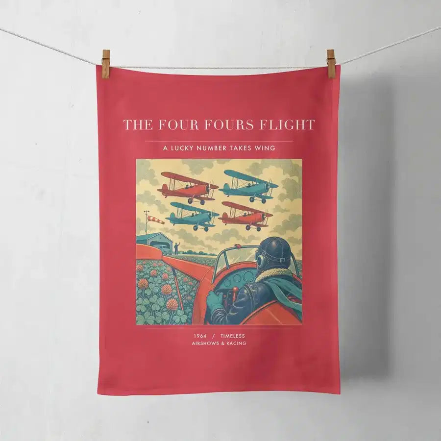 VINTAGE G4444 - The Four Fours Flight - Designed Towels design on red