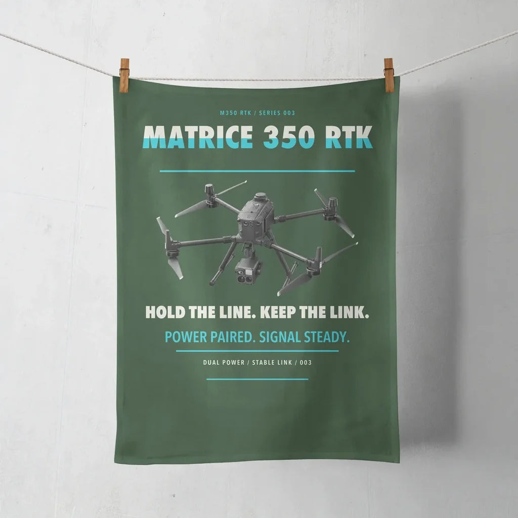 DJI Matrice 350 RTK design on dark green towel
