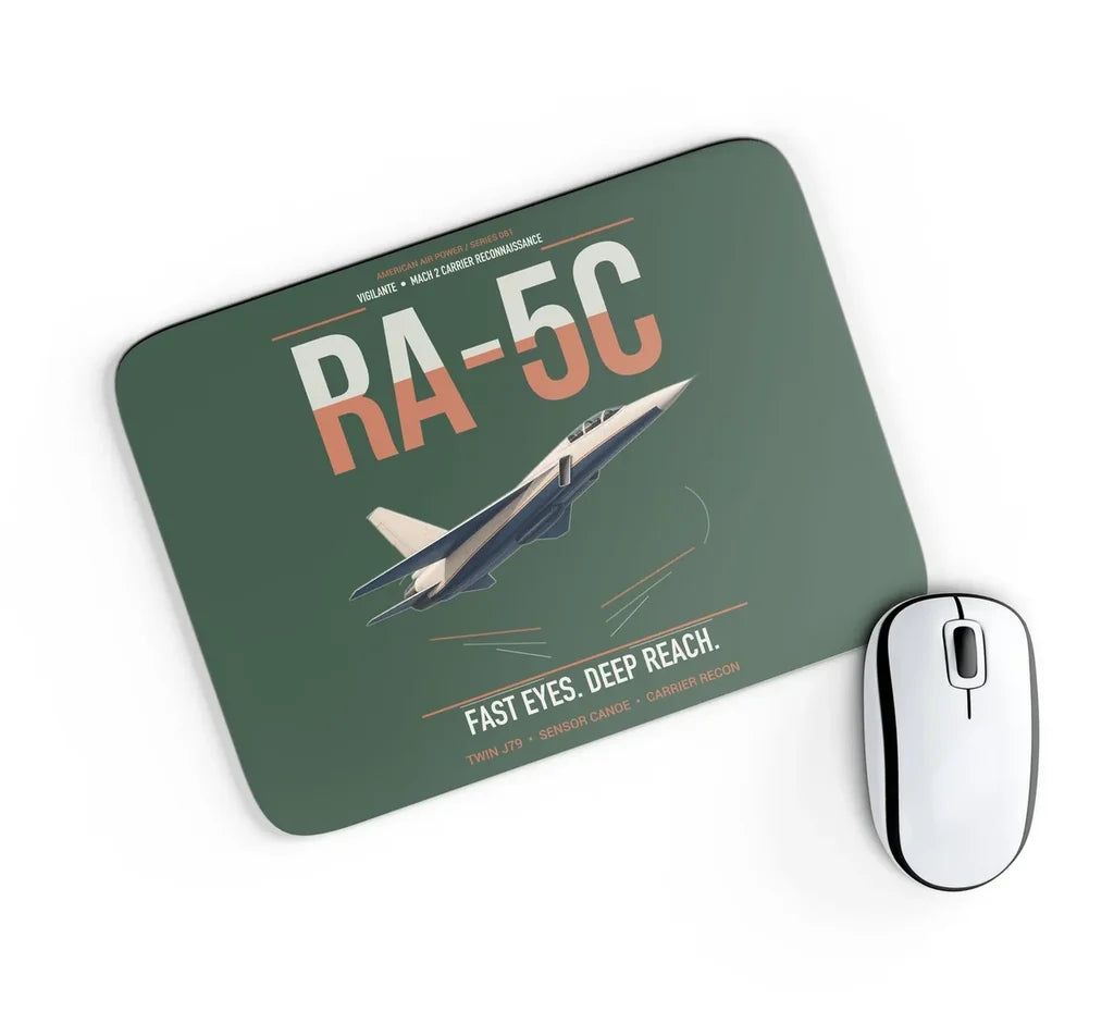 RA-5C Vigilante design on dark green rectangle mouse pad