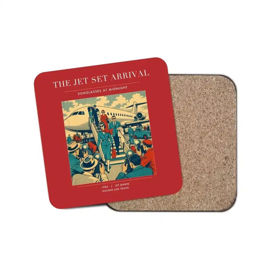 The Jet Set Arrival - Designed Coasters design on red 1-piece