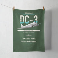 Thumbnail for Douglas DC-3 design on dark green towel