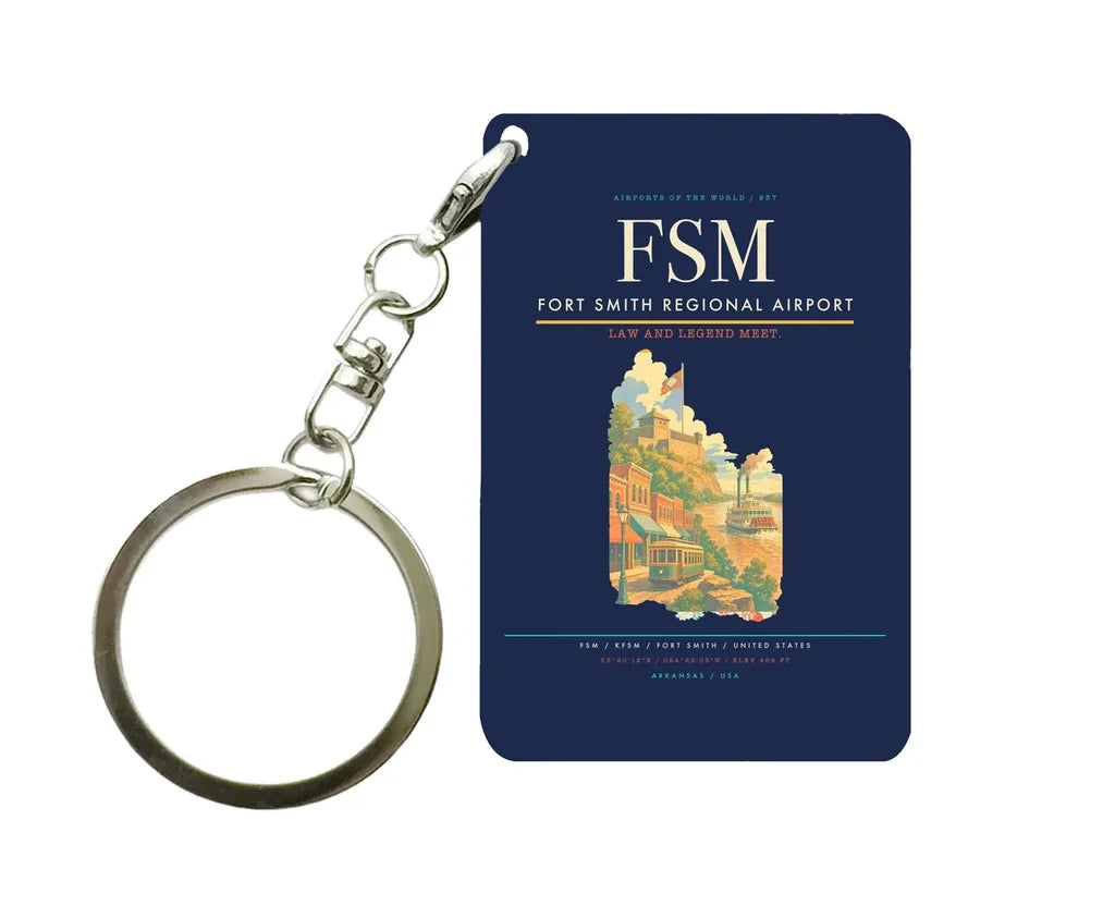 Fort Smith Regional Airport (FSM) design on navy blue key chain