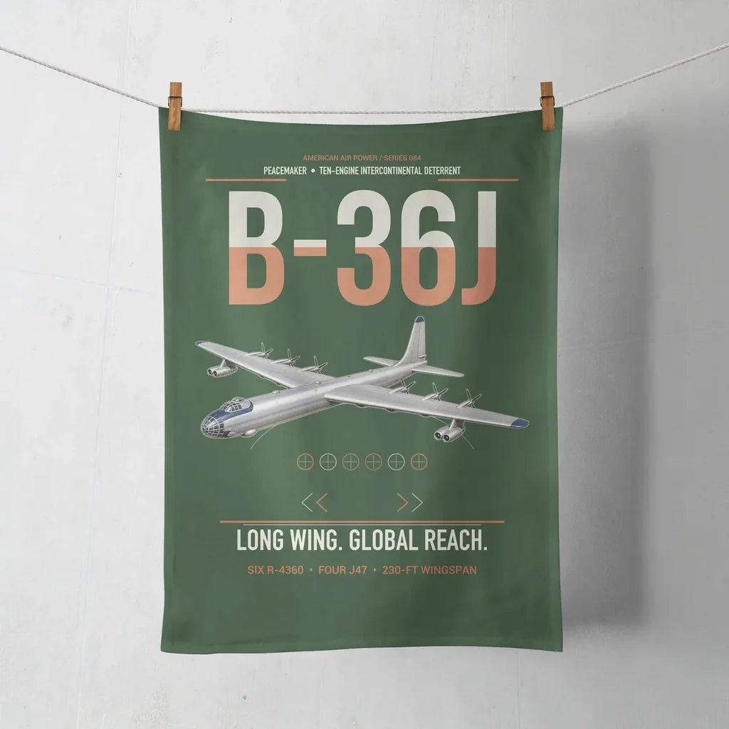 B-36J Peacemaker design on dark green towel