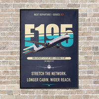 Thumbnail for Embraer E195 vertical canvas print - framed - navy blue background