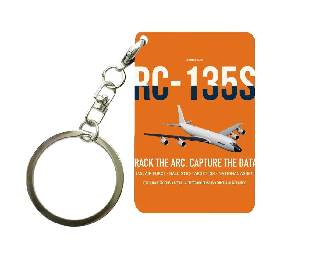 RC-135S Cobra Ball design on orange designed key chain, double-side print
