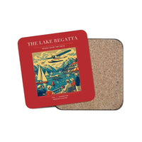 Thumbnail for The Lake Regatta - Designed Coasters design on red 1-piece
