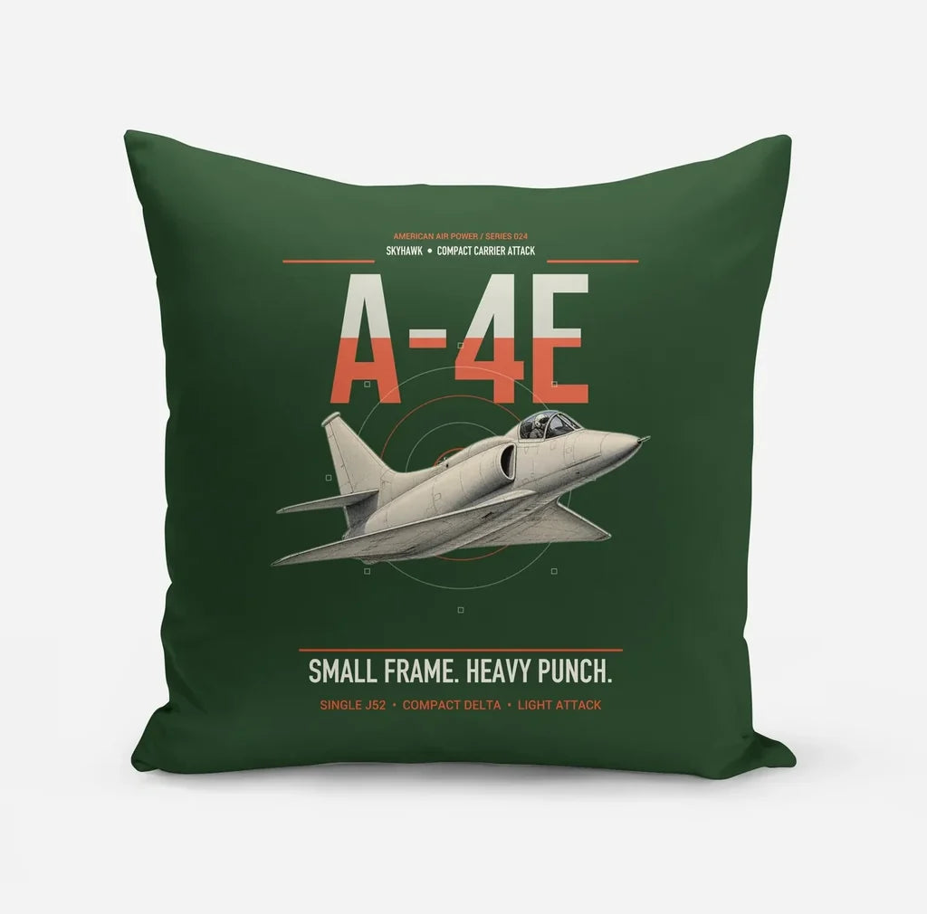 A-4E Skyhawk design on dark green pillow