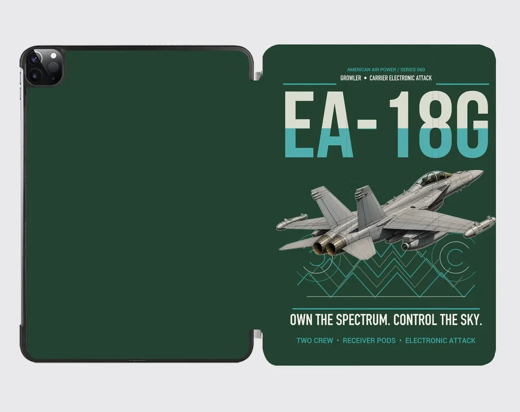 EA-18G Growler design on dark green ipad tablet case