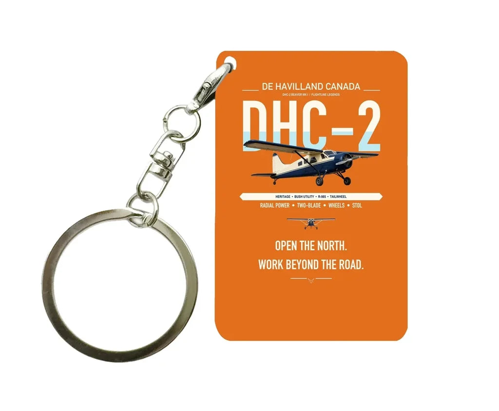 DHC-2 Beaver Mk I design on orange designed key chain, double-side print