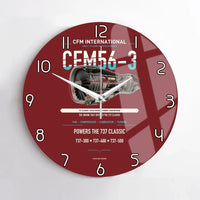 Thumbnail for CFM56-3 design on dark red no frame wall clock