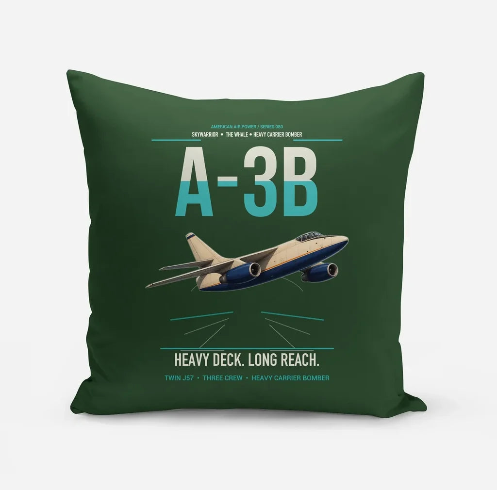 A-3B Skywarrior design on dark green pillow