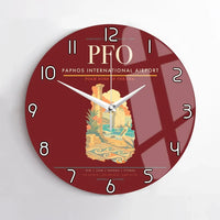 Thumbnail for Paphos International Airport (PFO) design on dark red no frame wall clock