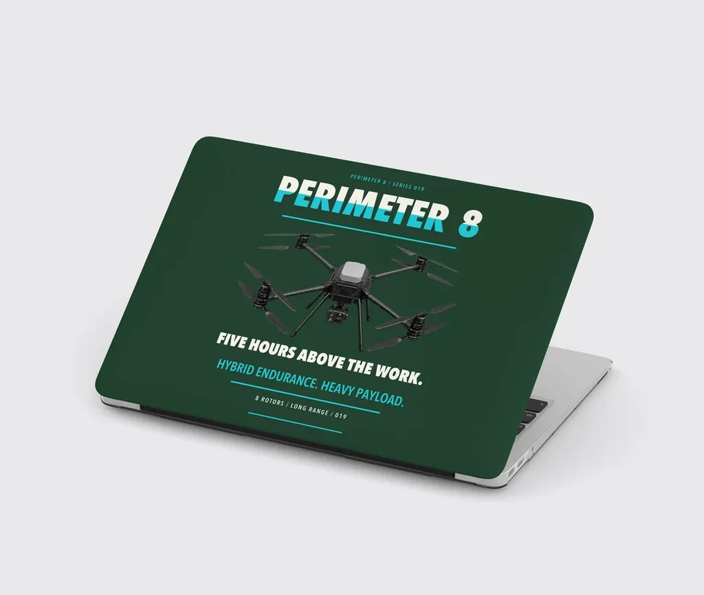 Skyfront Perimeter 8 design on dark green MacBook case