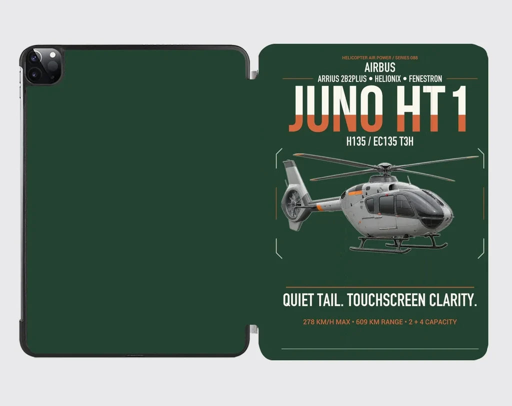 Airbus H135 Juno HT1 design on dark green ipad tablet case