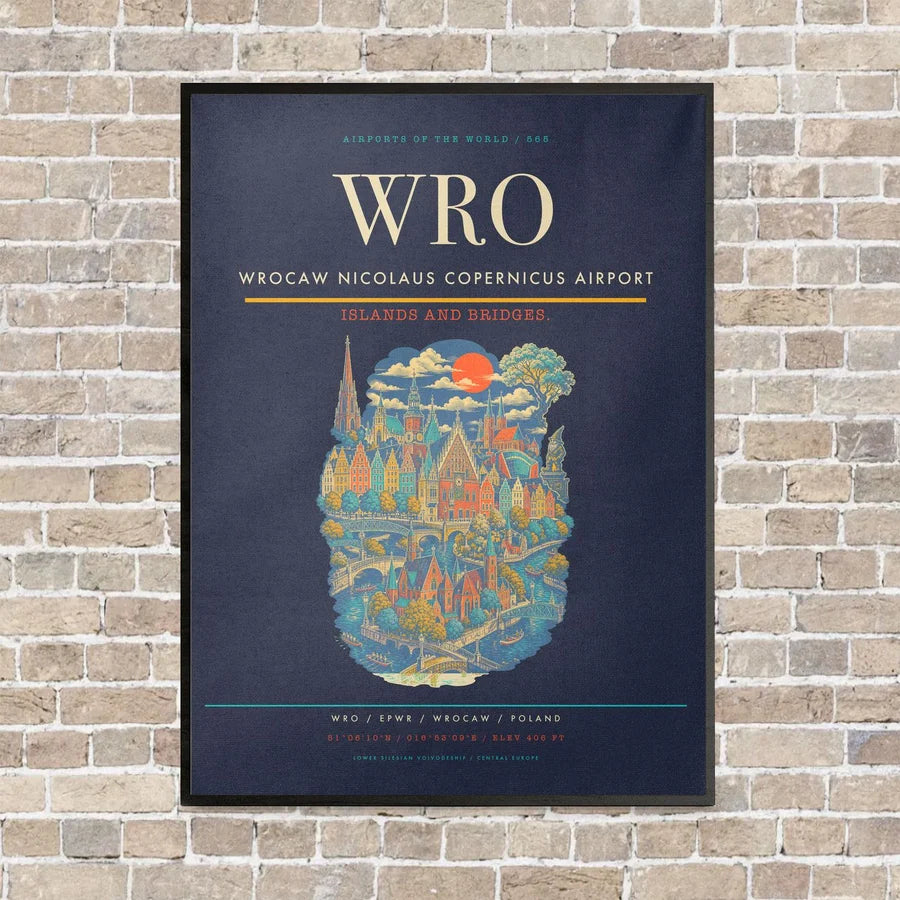 Wrocaw Nicolaus Copernicus Airport WRO - Canvas Framed - Navy Blue
