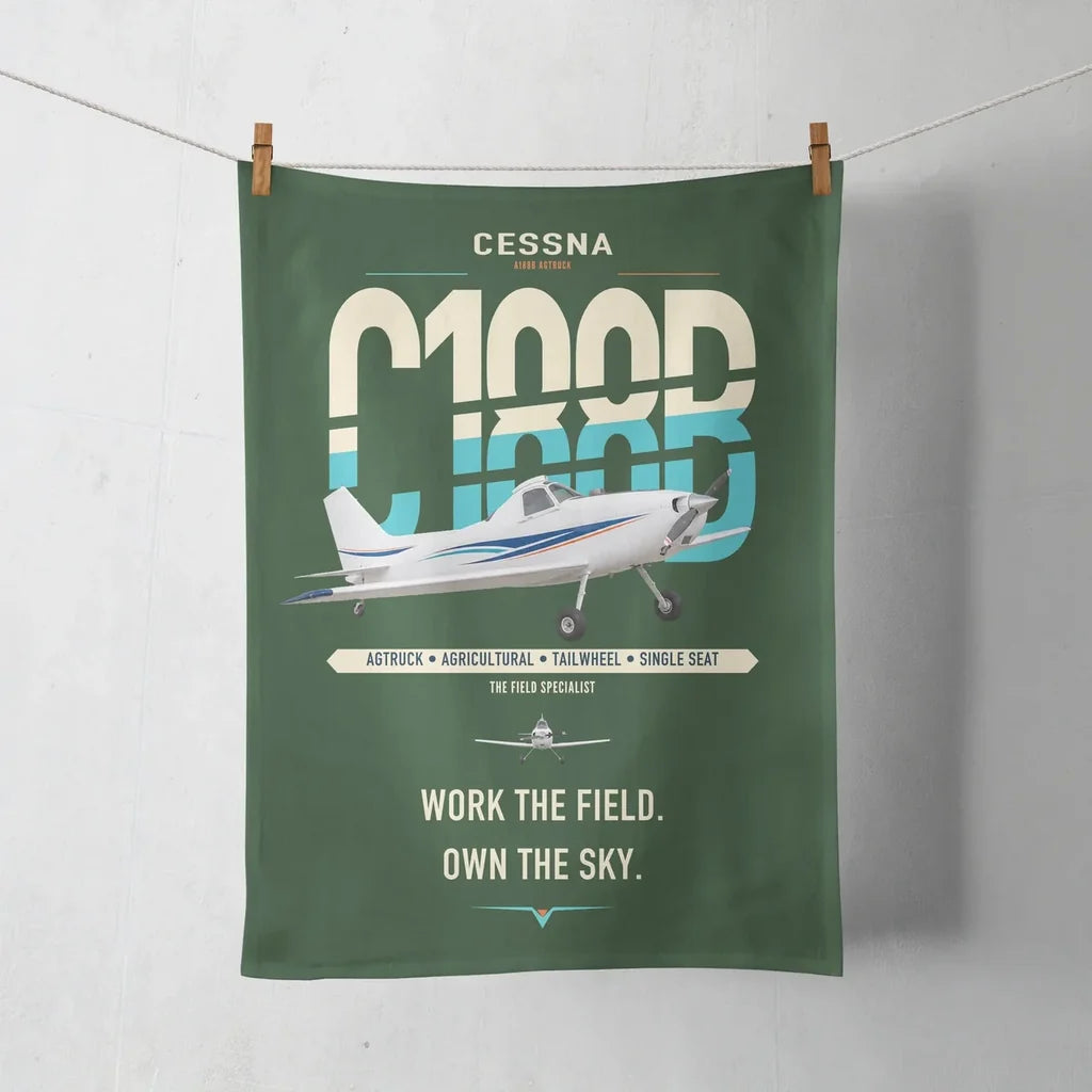 Cessna A188B AgTruck design on dark green towel