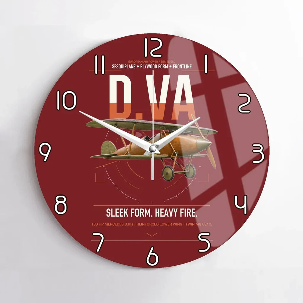 Albatros D.Va design on dark red no frame wall clock