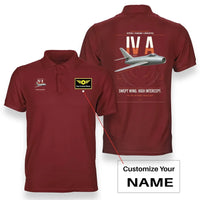 Thumbnail for Dassault Mystère IV A design on red+name double-side polo t-shirt, double-side print