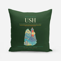 Thumbnail for Malvinas Argentinas International Airport (USH) design on dark green pillow
