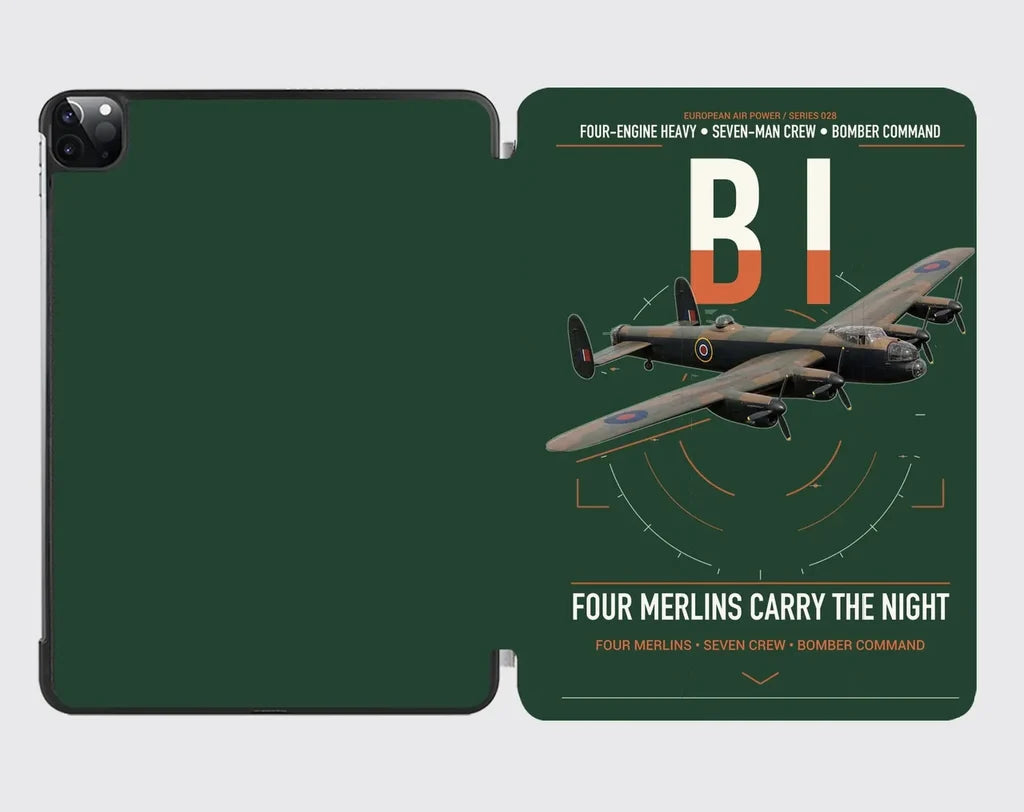 Avro Lancaster B I design on dark green ipad tablet case