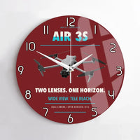 Thumbnail for DJI Air 3S design on dark red no frame wall clock
